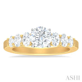 1 Ctw Round Shape Oval and Round Cut Diamond Semi Mount Engagement Ring in 14K Yellow and White Gold